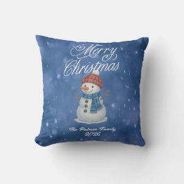 Whimsical Snowman Frohe Weihnachten Kissen