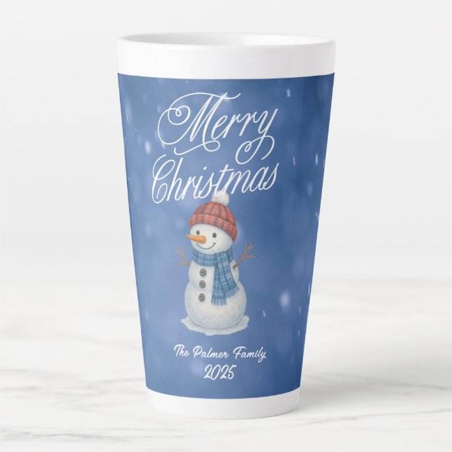 Whimsical Snowman Frohe Weihnachten Milchtasse (Vorderseite)