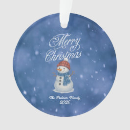 Whimsical Snowman Frohe Weihnachten Ornament