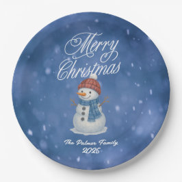Whimsical Snowman Frohe Weihnachten Pappteller