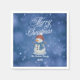 Whimsical Snowman Frohe Weihnachten Serviette