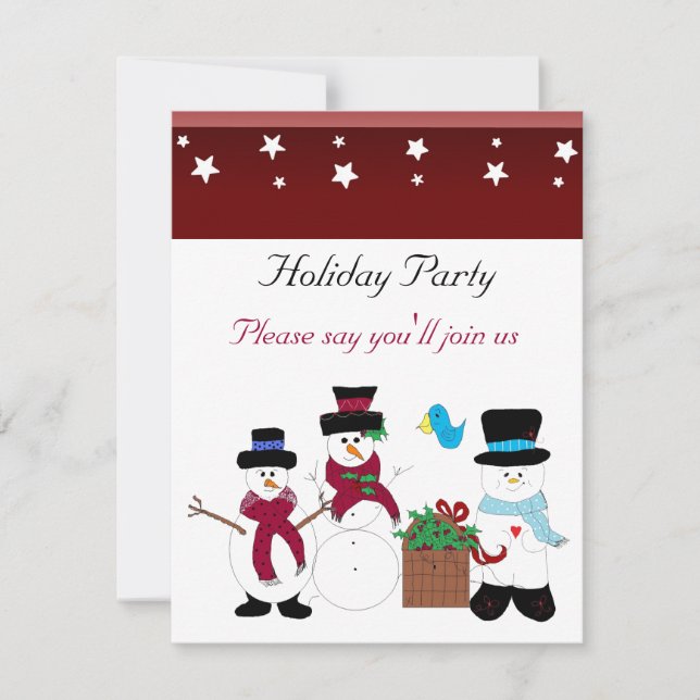 Whimsical Snowman Holiday Party Einladung (Vorderseite)