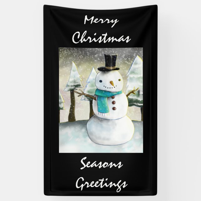 Whimsical Snowman im Winter Weihnachtslandschaft Banner (Vertikal)
