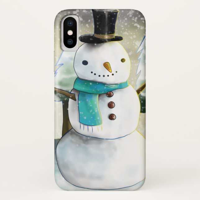Whimsical Snowman im Winter Weihnachtslandschaft Case-Mate iPhone Hülle (Rückseite)