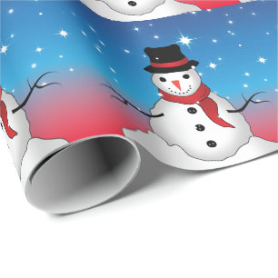 Whimsical Snowman mit Black Hat und Red Scarf Geschenkpapier