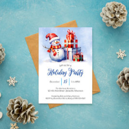 Whimsical Snowman & Presentage Party Feiertagskarte