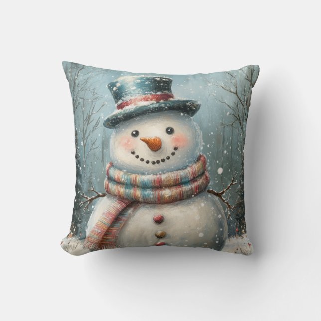 Whimsical Snowman Throw Kissen (Vorderseite)