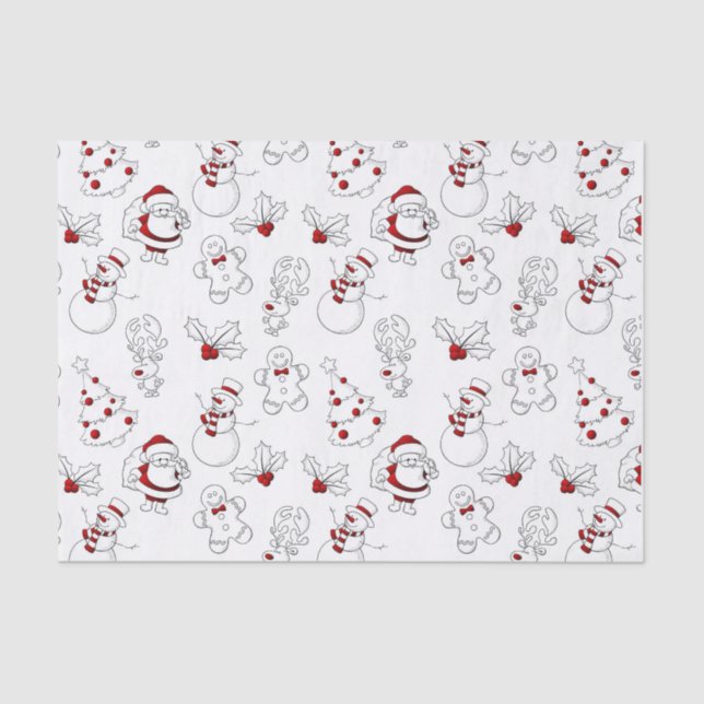 Whimsical Snowman und der Weihnachtsmann Seidenpapier (Vorderseite)