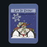 Whimsical Snowman und Pinguine Magnet<br><div class="desc">Schönes,  skurriles Weihnachtsdesign. Ein kleines Geschenk für Familie,  Freunde,  Geschäftspartner und Kunden.</div>