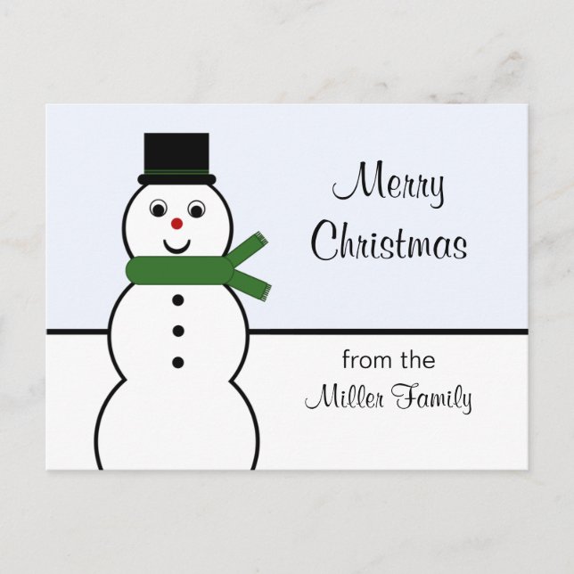 Whimsical Snowman Weihnachten Postcard (Vorderseite)