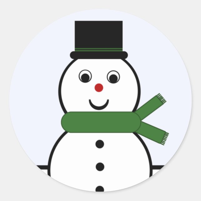 Whimsical Snowman Weihnachtskleber Runder Aufkleber (Vorderseite)