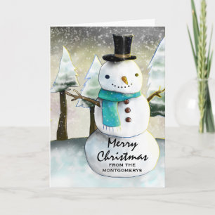 Whimsical Snowman Winter Szene Weihnachtsfeiertag Karte