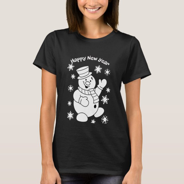 Whimsical Snowman's Happy New Year T-Shirt (Vorderseite)