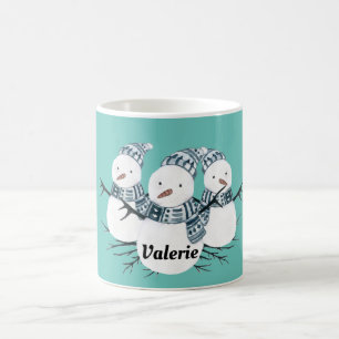 Whimsical Snowmen Trio Personalisiert Kaffeetasse
