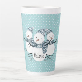 Whimsical Snowmen Trio Winter Polka Dots Milchtasse