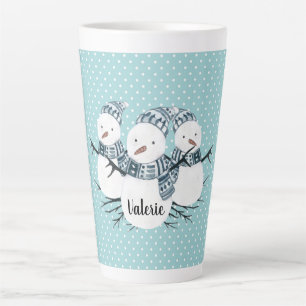 Whimsical Snowmen Trio Winter Polka Dots Milchtasse