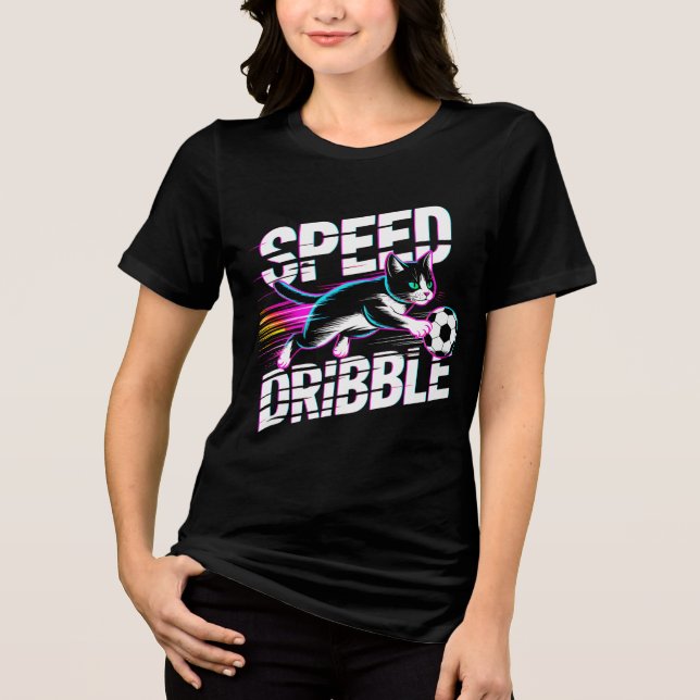 Whimsical Soccer Cat Women's Tri-Blend Shirt (Vorderseite)