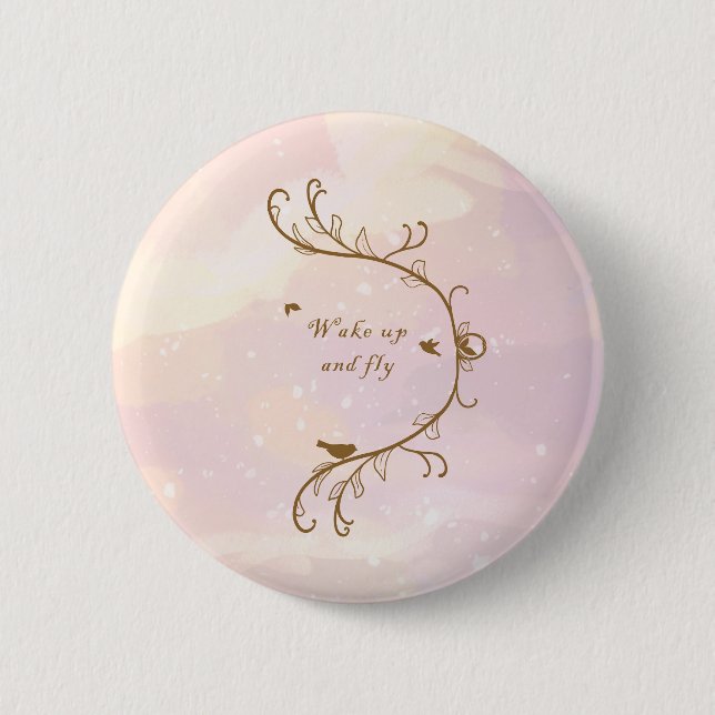 Whimsical Soft Pink Weckte auf und Fly Button (Vorderseite)