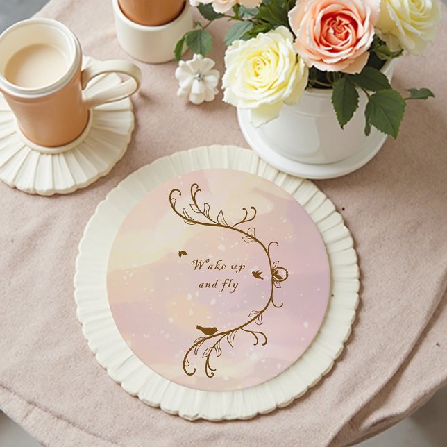 Whimsical Soft Pink Weckte auf und Fly Untersetzer (Von Creator hochgeladen)