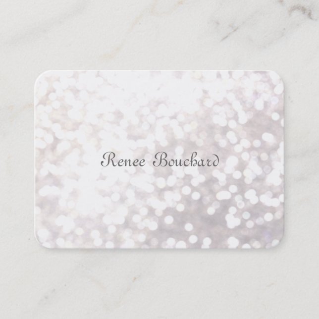 Whimsical Soft White Glitzer Bokeh Chic Elegant Visitenkarte (Vorderseite)
