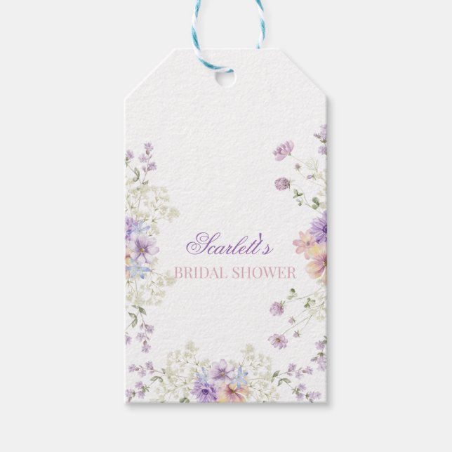 Whimsical Soft Wildblumen Cottage Gartenehe  Geschenkanhänger (Vorderseite)