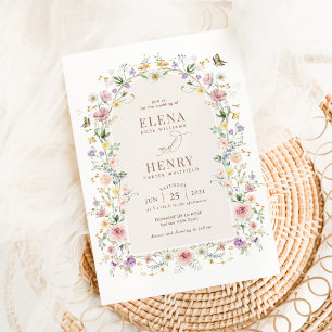 Whimsical Soft Wildblumen Hütte Garden Wedding Einladung