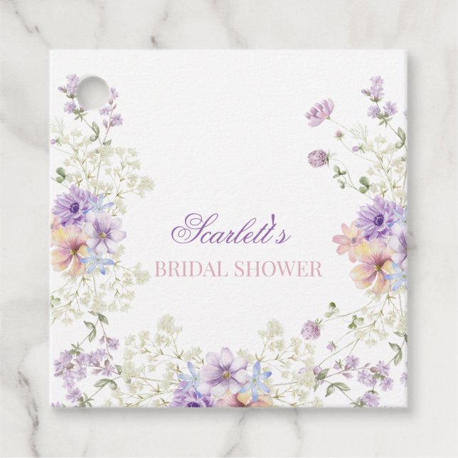 Whimsical Soft Wildblumen Hütte Garden Wedding Geschenkanhänger (Vorderseite)