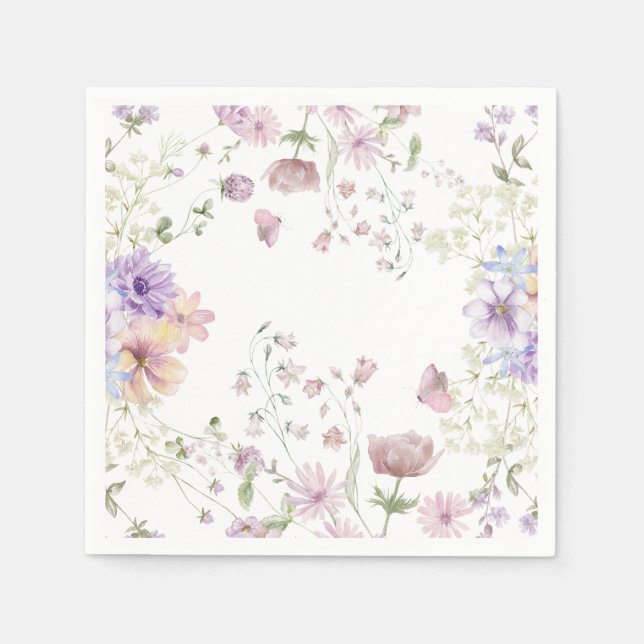 Whimsical Soft Wildblumen Hütte Garden Wedding Serviette (Vorderseite)