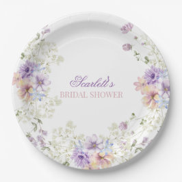Whimsical Soft Wildflowers Cottage-Garten-Hochzeit Pappteller