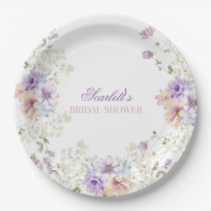 Whimsical Soft Wildflowers Cottage-Garten-Hochzeit Pappteller