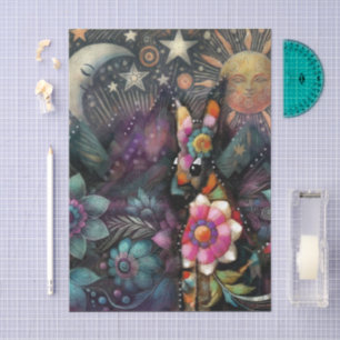 Whimsical Southwest Coyote Animal Decoupage Seidenpapier