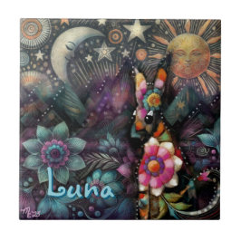 Whimsical Southwest Coyote Animal Personalisiert Fliese