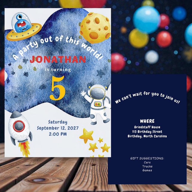 Whimsical Space Personalized Birthday Invitation Einladung (Von Creator hochgeladen)