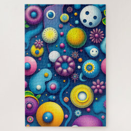 Whimsical Space Shapes - farbenfroher Abstrakter K Puzzle