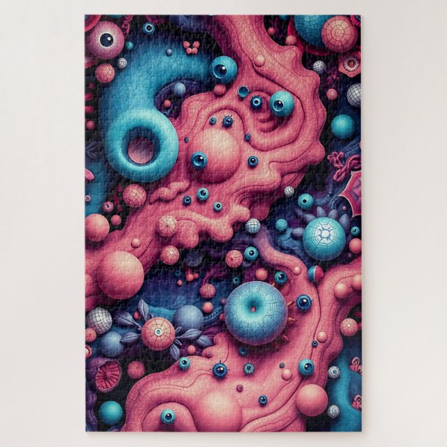 Whimsical Space Shapes - farbenfroher Abstrakter K Puzzle (Vertikal)