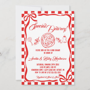 Whimsical Special Delivery Italienische Pizza Baby Einladung