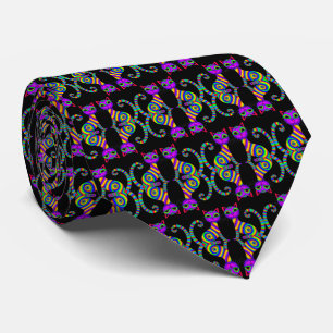 Whimsical spielful Strikender Regenbogen Katzenmus Krawatte