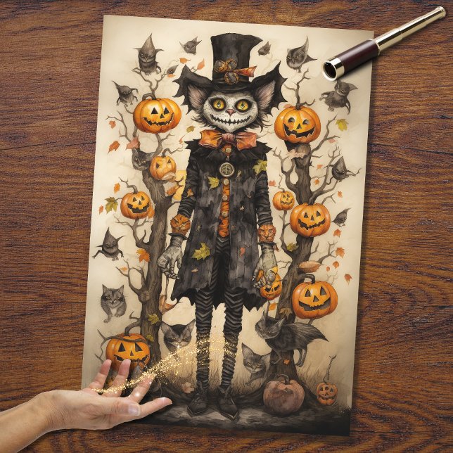 Whimsical Spooky Cat 2 Halloween Dekoupage Paper Seidenpapier (Von Creator hochgeladen)