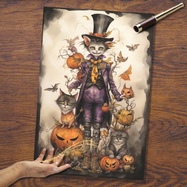 Whimsical Spooky Cat 4 Halloween Dekoupage Paper Seidenpapier (Von Creator hochgeladen)