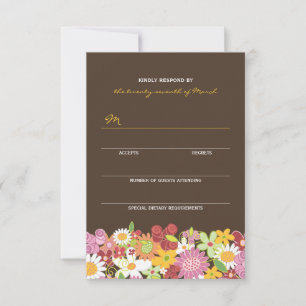 Whimsical Spring Flowers Garden Wedding RSVP Card Karte