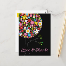 Whimsical Spring Flowers Pop Tree Chic Vielen Dank Postkarte
