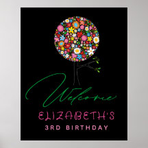 Whimsical Spring Flowers Pop Tree Party Willkommen