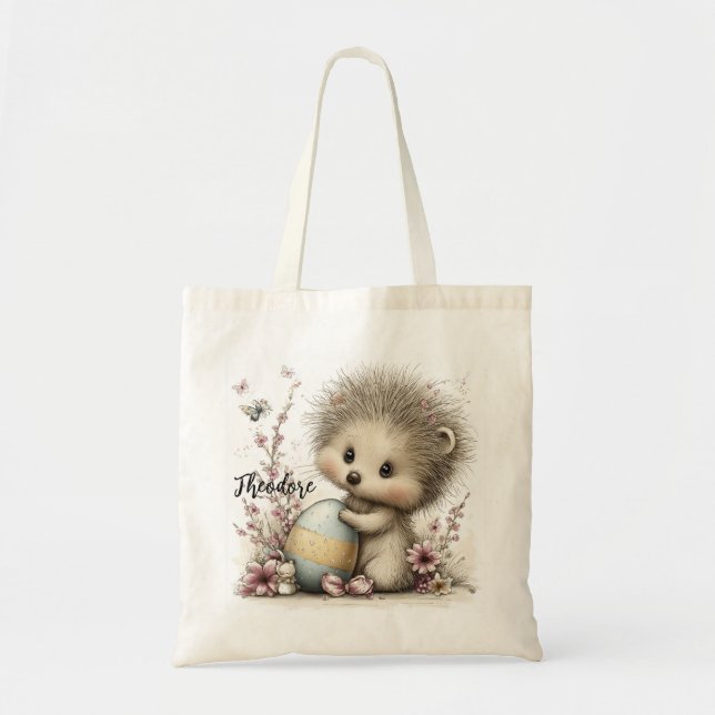 Whimsical Spring Hedgehog Illustration Tragetasche (Vorne)