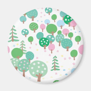 Whimsical Spring Trees Magnet