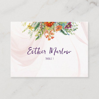 Whimsical Spring Wildblume Floral Wedding Platzkarte