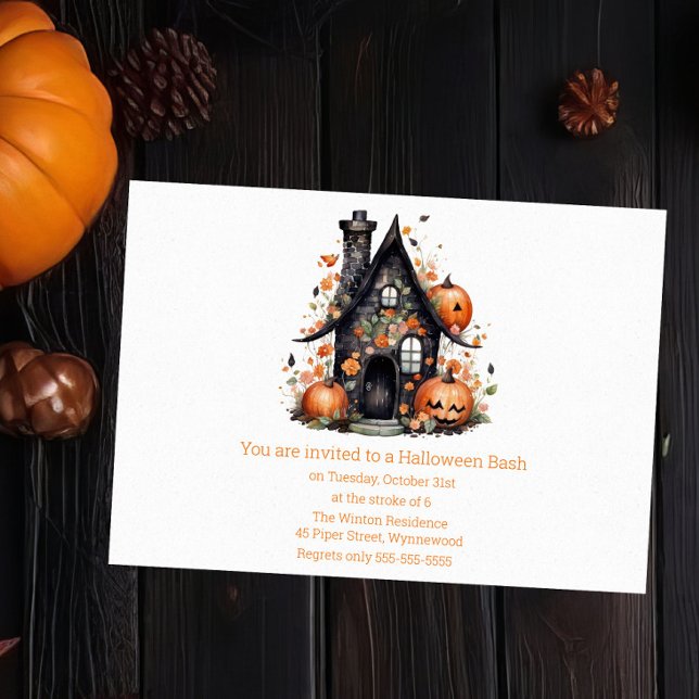Whimsical Spuk House & Pumpkins Halloween Bash Einladung (Von Creator hochgeladen)