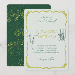 Whimsical Squiggle Wedding Einladung mit Bows