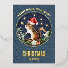 Whimsical Squirrel Woodland Tiere Weihnachtskarte Folien Feiertagskarte
