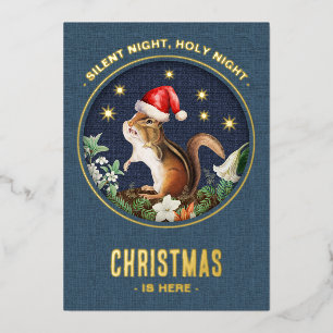 Whimsical Squirrel Woodland Tiere Weihnachtskarte Folien Feiertagskarte