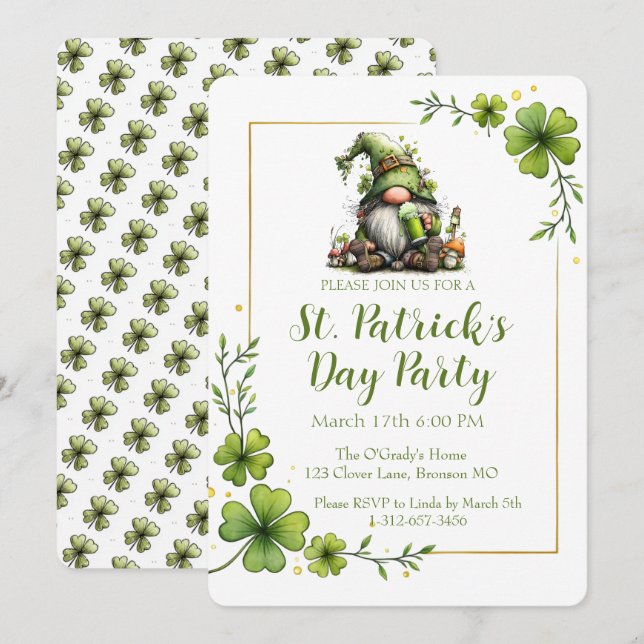 Whimsical St. Patrick’s Day Feier Einladung  (Vorne/Hinten)